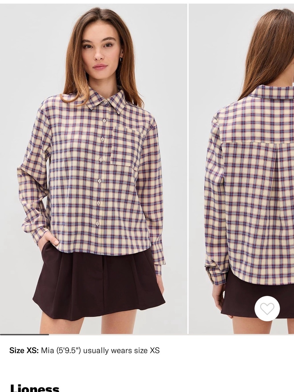 Lioness plaid Button-Front Shirt - Cream & Purple